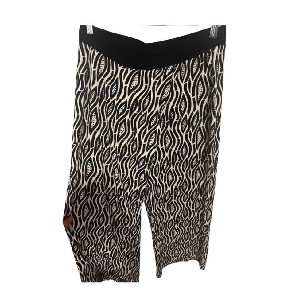 Gudrun Sjoden Black & White Pull On Loose Wide Leg Pants Size‎ Large